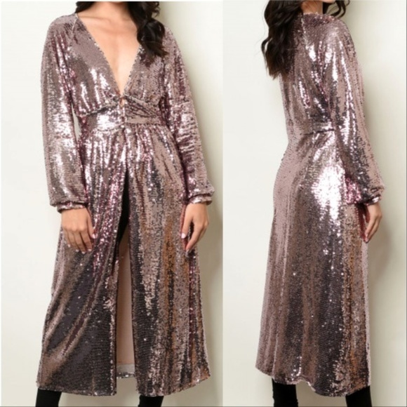 Pink Sequin Duster Jacket Top - Picture 4 of 5